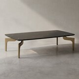 thumbnail of Couchtisch 120x60x30,5 cm mit Hochglanz Marmor Optik Schwarz / Gold, Wohnzimmertisch Rechteckig mit Metall-Gestell, Sofatisch Groß, Tisch