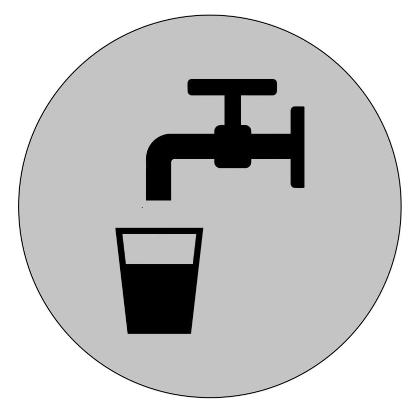 CombiCraft Aluminium Schild "Trinkwasser" 75 mm Durchmesser und doppelseitigem Klebeband