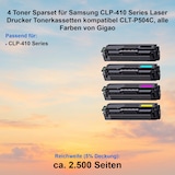 thumbnail of 4 Toner Sparset für Samsung CLP-410 Series Laser Drucker Tonerkassetten kompatibel CLT-P504C, alle Farben von Gigao