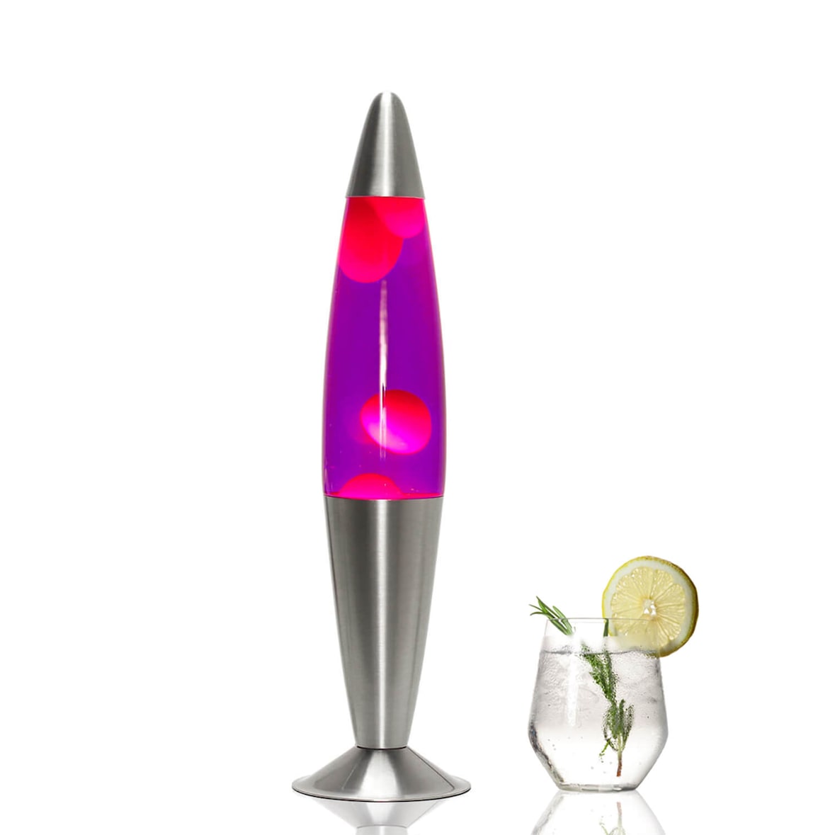 Licht-Erlebnisse Lavalampe Jenny Lila Orange 42cm Retro Tisch Lampe Stimmungslicht