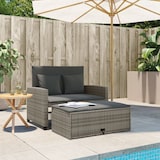 thumbnail of vidaXL Gartensofa 2-Sitzer mit Kissen Grau Poly Rattan