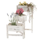 thumbnail of Prateleira para plantas T275, caixa para plantas com suporte para flores, 65x108x15cm, madeira de aspeto gasto vintage ~ branco