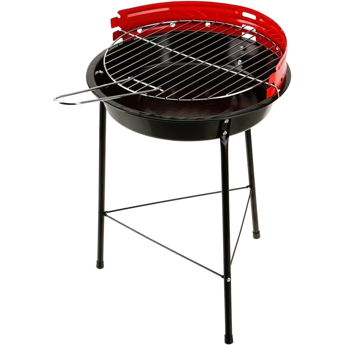 Barbacoa portatil de Carbon con Parrilla Redonda, Ligera y desmontable 37x44 cm