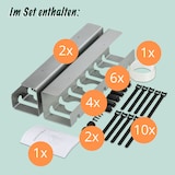 thumbnail of Relaxdays Kabelkanal Schreibtisch, 2er Set, Kabelmanagement, HBT: 10 x 43 x 10 cm, Zubehör zum Fixieren, silber