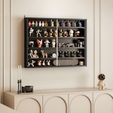 thumbnail of Vitrina de Pared Vitrina de Madera con Estantes Ajustables 2 Puertas Correderas de Vidrio para Colecciones Perfumes Figuras de Decoración 80x9,5x60 cm