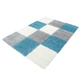 thumbnail of Hochflorteppich Shaggy Kariert Weich Flauschig Waschbar Strapazierfähig Schlafzimmer Esszimmer Türkis 120x170 cm – RHEIN von Kadima Design