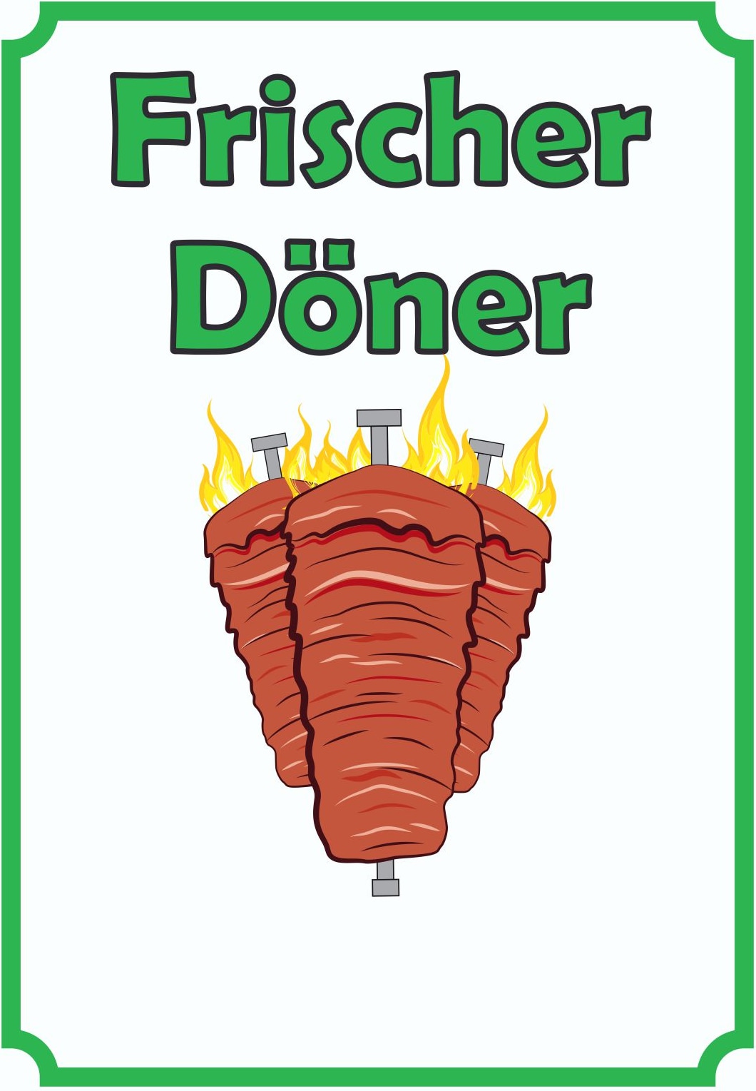 Frischer Döner Schild Hochkant A6 (105x148mm)