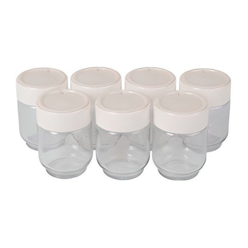 Moulinex 7 Pots Verre + Couvercle Blanc - Yaourtieres Yogurta / Yogurteo - A14a03