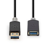 thumbnail of Nedis USB-Kabel - USB 3.2 Gen 1 - USB-A Stecker - USB-A Buchse - 5 Gbps - Vergoldet - 2.00 m - Rund - PVC - Anthrazit - Box