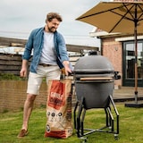 thumbnail of Barbecue à charbon de bois Kamado Céramique Gris - 2 zones de cuisson Grill & Fumoir Ø56cm - Barbecue mobile + 2 tablettes INTEC