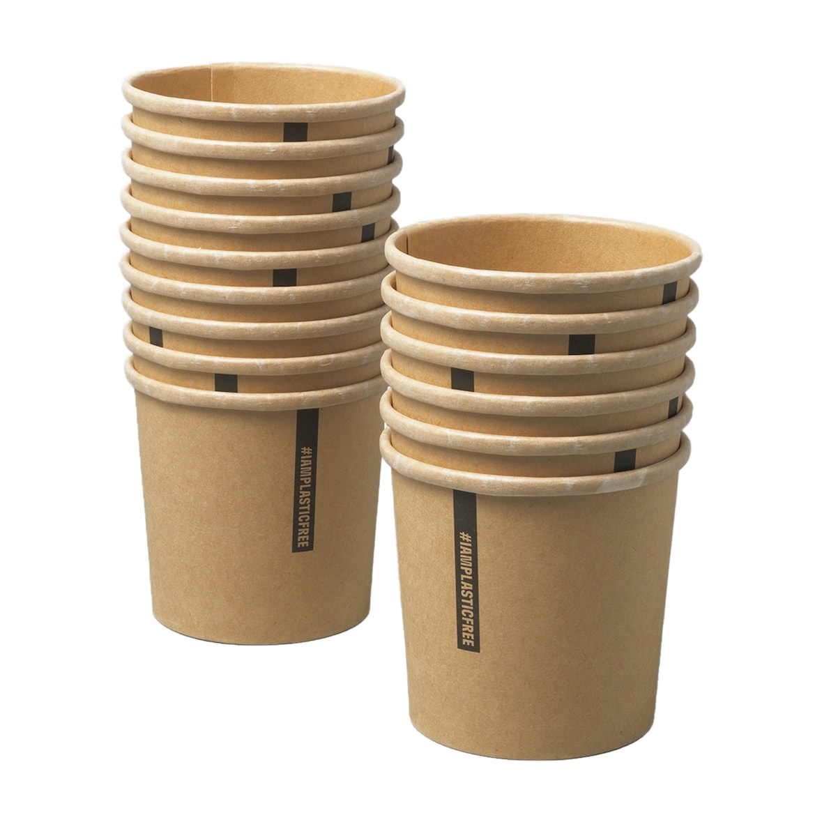 #IAMPLASTICFREE 50 Stück Nachhaltige Suppenbecher Kraftpapier braun 300ml - Pappbecher, Einwegbecher, biologisch abbaubar, hitzeresistent