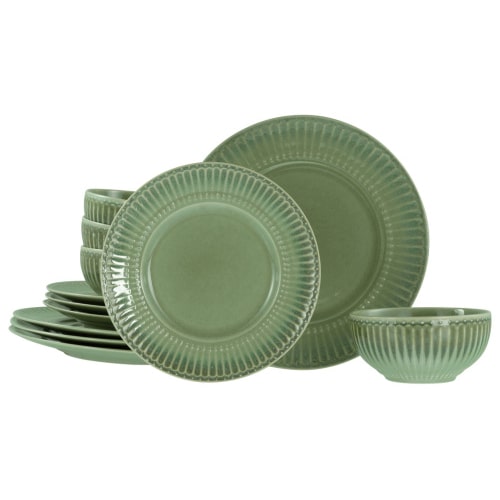 CreaTable Celadon Grün Tellerset 12-tlg Steinzeug