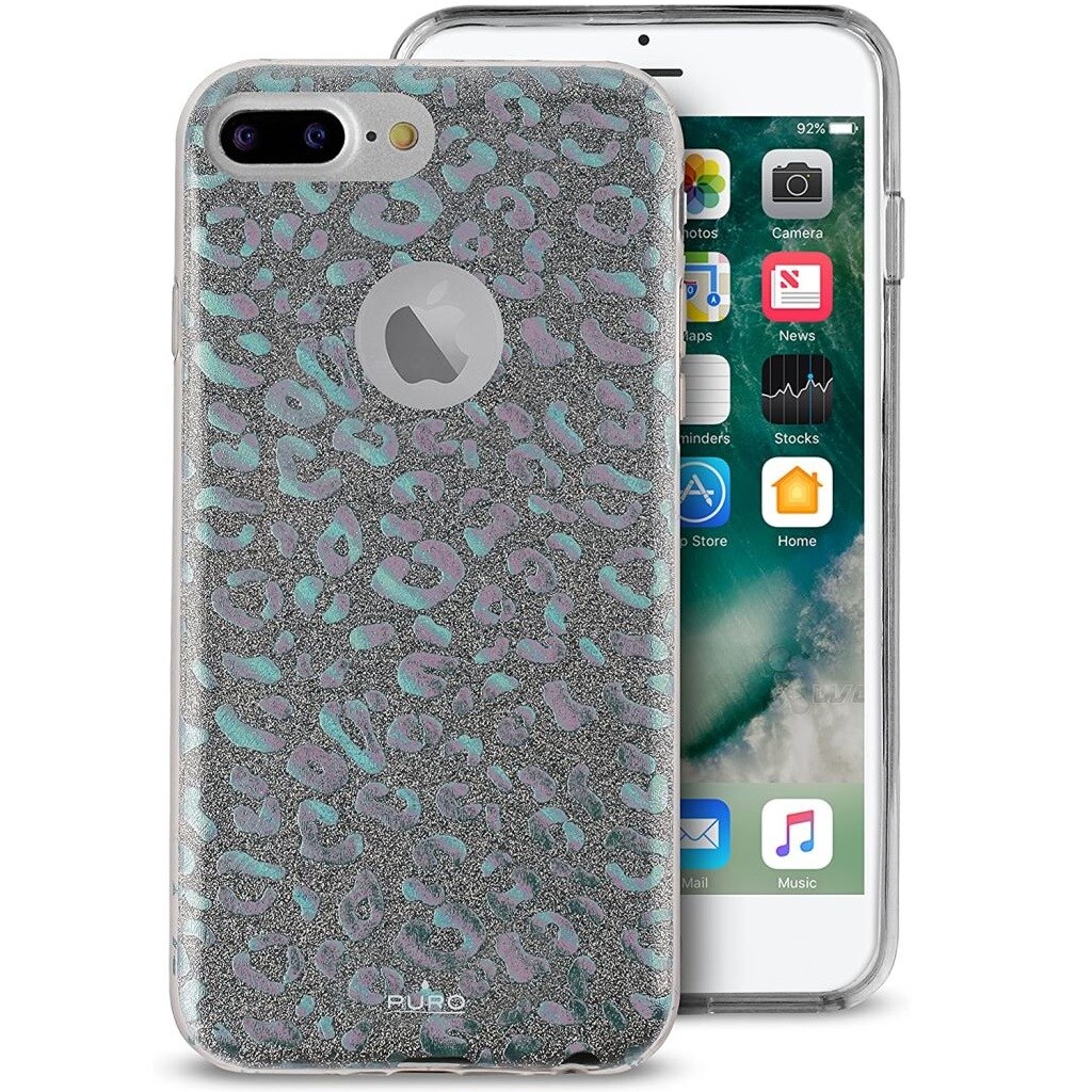 Shine Leopard Glitzer Cover Silver für Apple iPhone 7 Plus/8 Plus