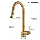 thumbnail of JANA | Grifo de cocina extraíble vintage de acero inoxidable de latón antiguo |mezclador arco alto |  alta presión giratorio 360° 2 conexiones