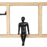 thumbnail of Dekofigur Moments Schwarz 52,5 cm Mangoholz Aluminium Wandfigur mit drei Figuren Symbol für Gemeinschaft Begegnung Zusammenhalt Dekoration Handarbeit