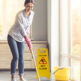 thumbnail of Relaxdays Achtung Rutschgefahr Aufsteller, Englisch, Warnschild Caution Wet Floor, 2-seitig beschriftet, klappbar, gelb