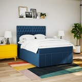 thumbnail of vidaXL Boxspringbett mit Matratze Blau 160x200 cm Stoff