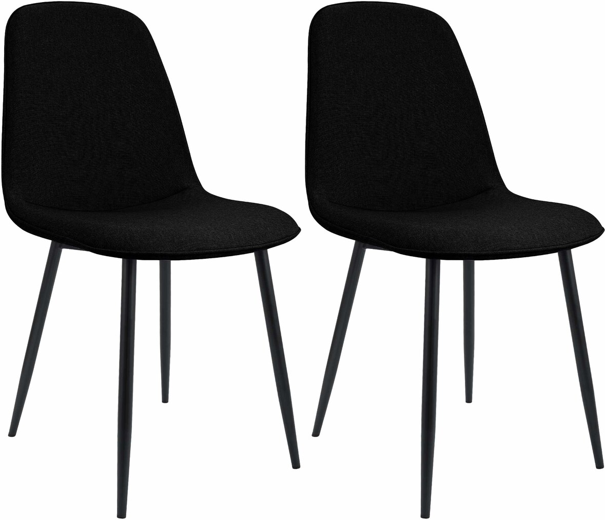 2er Set Esszimmerstuhl RAZON - Stoff Schwarz 45x54x88 cm | Essstühle Esszimmerstühle Küchenstühle Wohnzimmerstühle