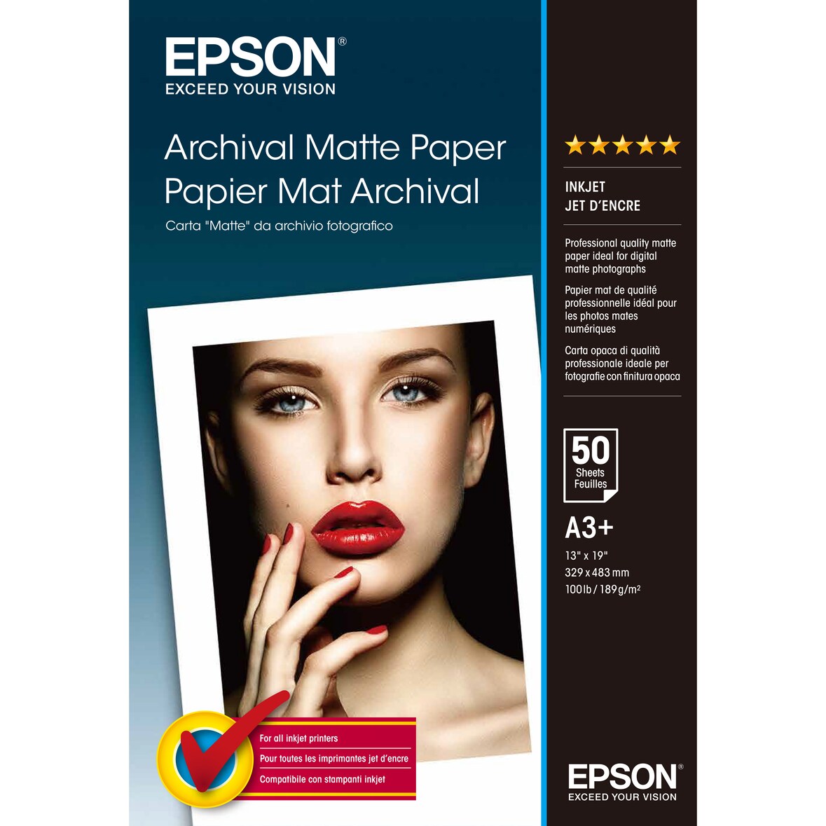 Epson Papel Archival Mate, DIN A3+, 189 g/m², 50 hojas