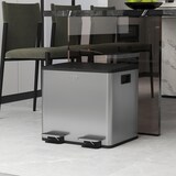 thumbnail of Cubo de basura de cocina con 2 compartimentos 2x15L papelera de cocina de acero inoxidable con pedales tapas de cierre suave y cubo extraíble plata