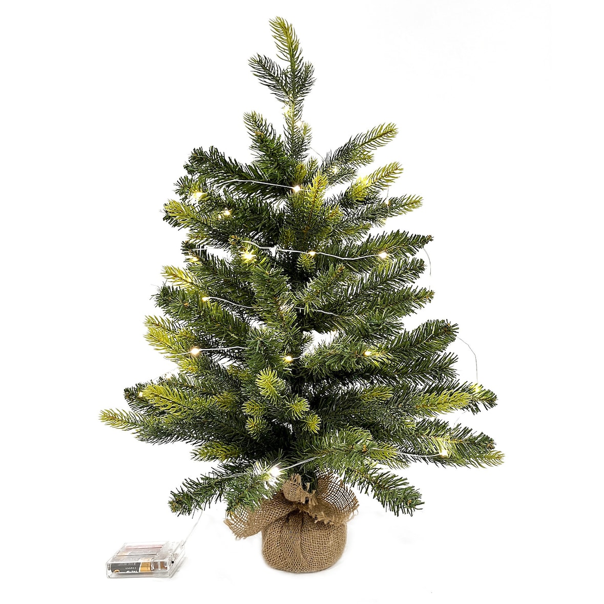 Rebecca Mobili Künstlicher Weihnachtsbaum, H 60 cm, 50 LED-Lichter, PVC und PE, grün