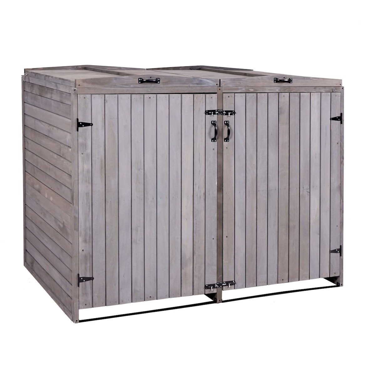XL 2er-/4er-Mülltonnenverkleidung | HxBxT 126x158x98 cm | Anthrazit-Grau | Mülltonnenbox Mülltonnenabdeckung Holz FSC®