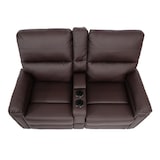thumbnail of Fauteuil cinéma 2 places HWC-K17, fauteuil de relaxation Fauteuil TV Canapé, suspension Nosa Porte-boissons Compartiment ~ Similicuir brun