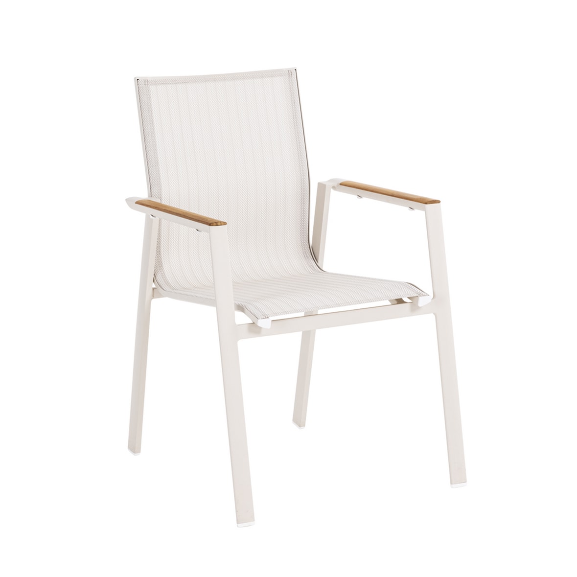 METRO PROFESSIONAL Stapelstoel met teakhouten armleuning, aluminium/synthetische stof, beige