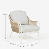 thumbnail of Pack 2 sillones para jardín, Ratán sintético tipo trenzado, Aluminio y ratán sintético redondo, Color Blanco envejecido, 48x57x89,5 cm