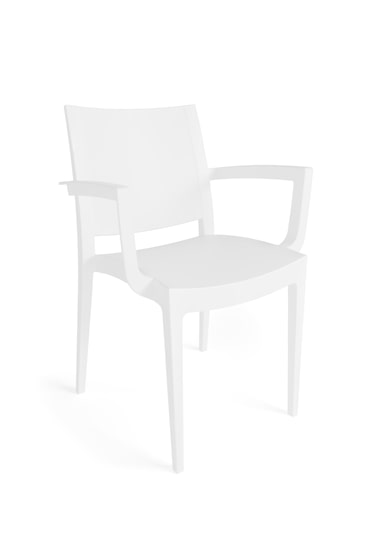 METRO PROFESSIONAL Cadeira de exterior empilhável Iluna, com braços, plástico, branco