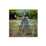 thumbnail of Balai de jardin à gazon 8 dents 13Cm Manche bois Inox et Fer forgés à la main VITO