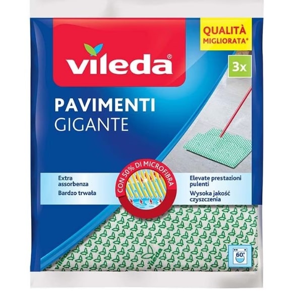 Vileda panno in microfibra Pavimenti Gigante +30% bianco/verde 60x50 cm