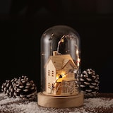 thumbnail of LED Deko in Glaskuppel beleuchtet Holzhaus Weihnachtsdeko 10 LED H: 20cm natur