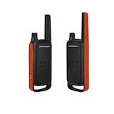 thumbnail of Motorola T82 Walkie, 2‑pack zwart/oranje, 16 kanalen + 121 codes, LED, trilling