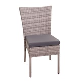 thumbnail of Poly-Rattan Garnitur HWC-G19, Sitzgruppe Balkon-/Lounge-Set, 4xStuhl+Tisch, 120x75cm ~ grau-braun, Kissen dunkelgrau