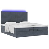 thumbnail of vidaXL Ottoman-Bett mit Matratzen & LEDs Dunkelgrau 200x200 cm Samt