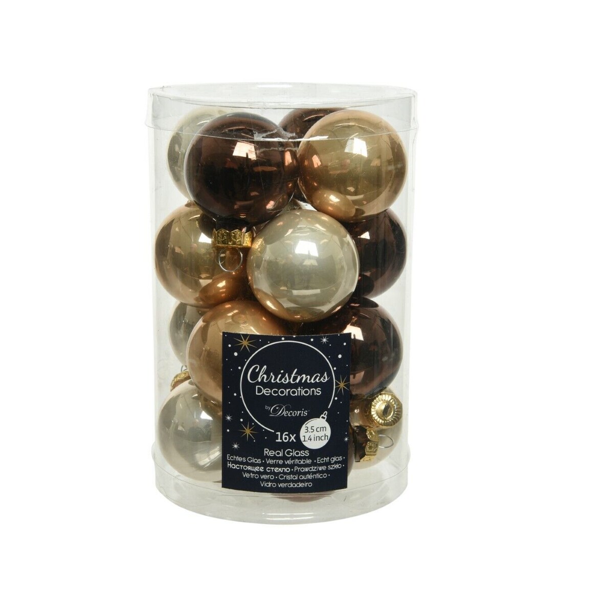 Weihnachtsbaumkugeln Glas Ø 3,5 cm 16 Stück hell braun mix