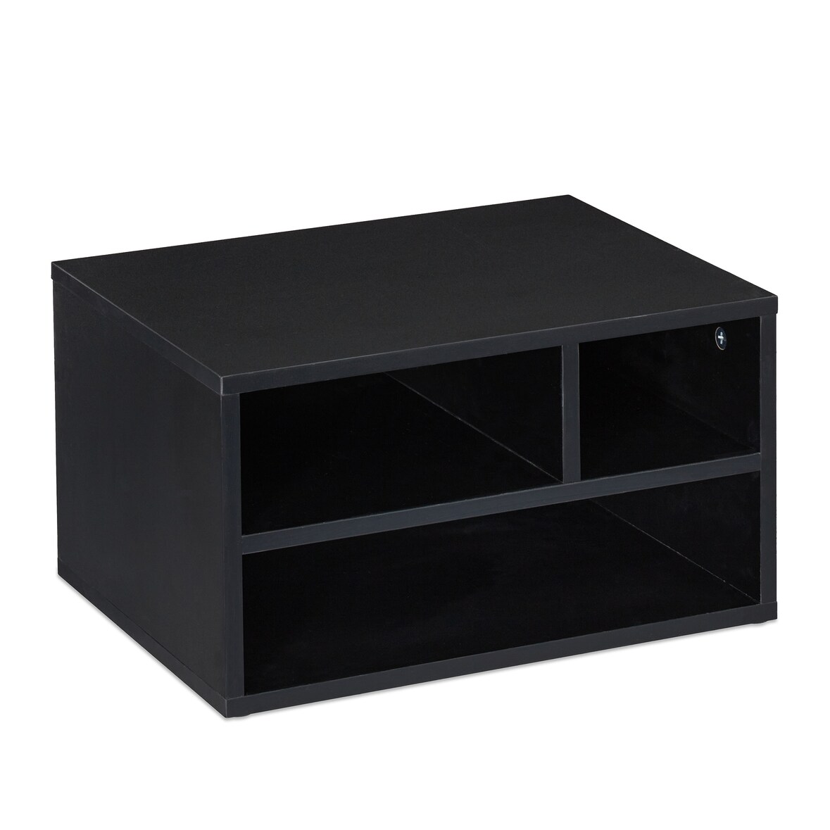 Relaxdays Druckerständer Schreibtisch, 3 Fächer, Regal für Drucker, Druckerhalter, H x B x T: 22,5 x 40 x 30 cm, schwarz