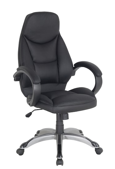 SIGMA Sedia da ufficio EC11, similpelle, regolabile in altezza, braccioli fissi, nero