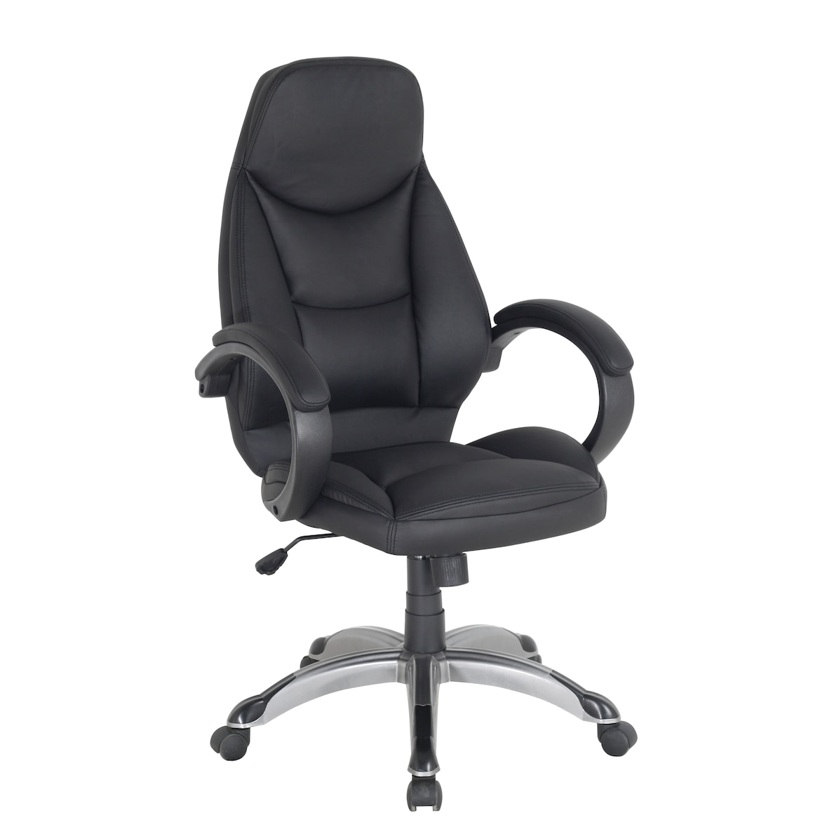 SIGMA Silla de oficina EC11, polipiel, altura del asiento regulable, reposacabezas, negro
