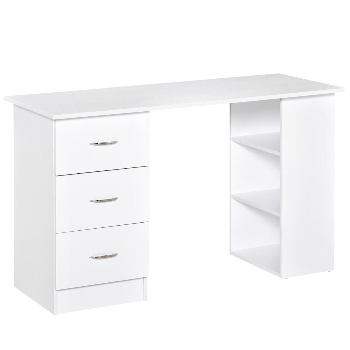 HOMCOM Scrivania Porta PC 3 Cassetti e 3 Ripiani in Legno