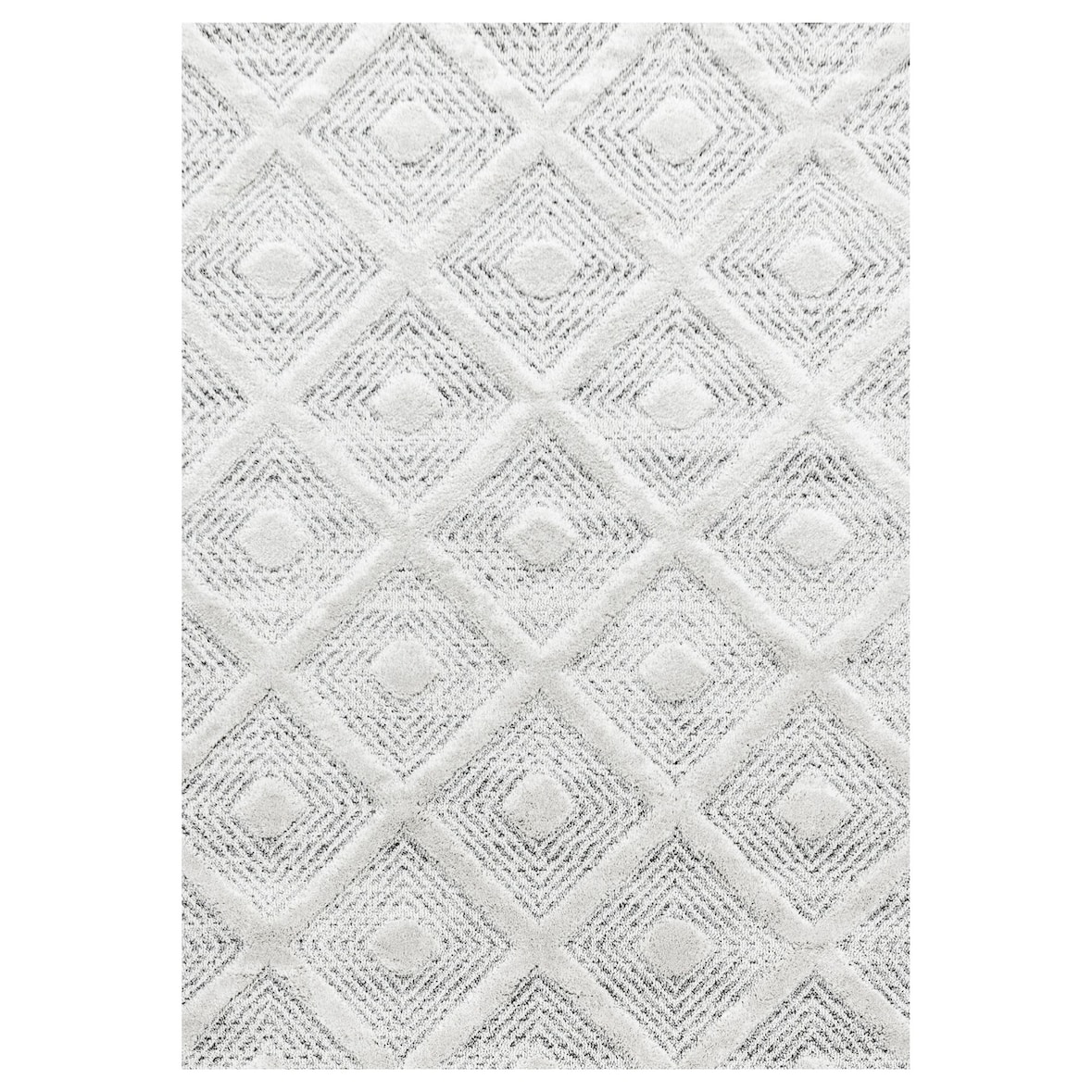Carpetsale24 Teppich Läufer 80x250 cm Creme, Hochflor Wohnzimmer Teppich, Weich & Flauschig, Skandinavisch Boho Stil, Langflor Shaggy, Rauten Design