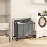thumbnail of vidaXL Wasmand met wielen 3 vakken grijs