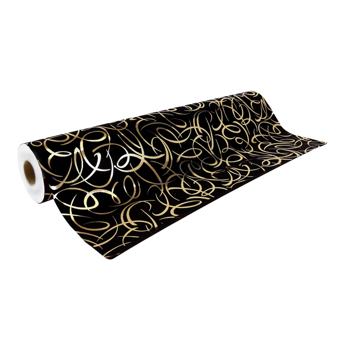 Clairefontaine Geschenkpapierrolle Premium 80g 50x0,70m, arabesk gold auf schwarzem Hintergrund - Schwarz 211954C