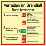 thumbnail of Schild Verhalten im Brandfall ISO 7010, Kunststoff, langnachleuchtend, 180x180 mm
