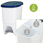 thumbnail of aro Afvalbak, 25 L, met voetpedaal, 2 compartimenten, blauw/wit