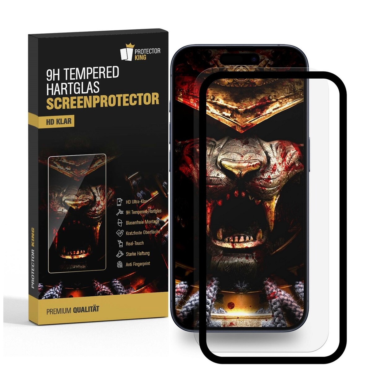 4x 9H Panzerglas für iPhone 15 HD KLAR mit Montagerahmen echtes Tempered Glass Displayschutz Schutzglas Hartglas Schutzfolie Screen-Protector