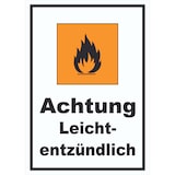 thumbnail of Schild Gefahrensymbol Leichtentzündlich Flamme hochkant A3 Rückseite selbstklebend