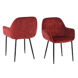 thumbnail of SIT Möbel 2er-Set Samt-Armlehnstuhl | ausgestellte Armlehnen | Bezug Samt rot | Beine Metall schwarz | B 48 x T 57 x H 84 cm | 02405-25 | Serie STUHL
