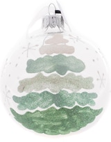 thumbnail of 6 Weihnachtskugeln Glas 8cm Tannenbaum Motiv Christbaumkugeln Christbaumschmuck Wintermotiv Baumdeko Transparent Mint